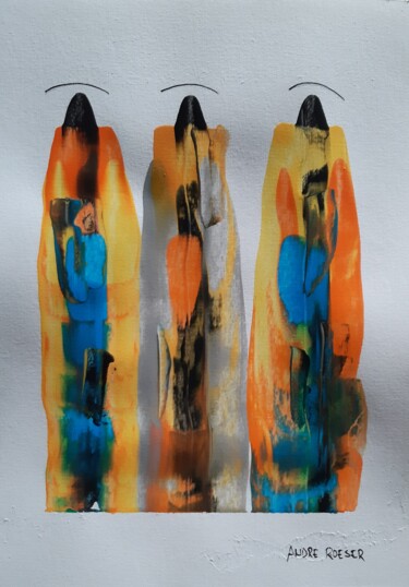 Schilderij getiteld "Les rois mages" door André Roeser, Origineel Kunstwerk, Acryl