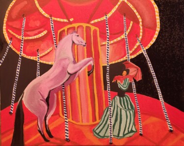 绘画 标题为“Le manège” 由François Van Hemelryck, 原创艺术品, 油 安装在木质担架架上