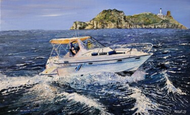 Painting titled "LE PETREL AU LARGE…" by Erick Millet, Original Artwork, Acrylic