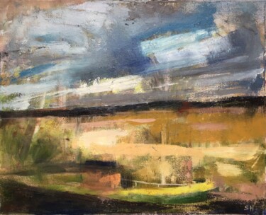 Painting titled "Leaving Durham, oil…" by Sandra Haney, Original Artwork, Oil Mounted on Wood Stretcher frame