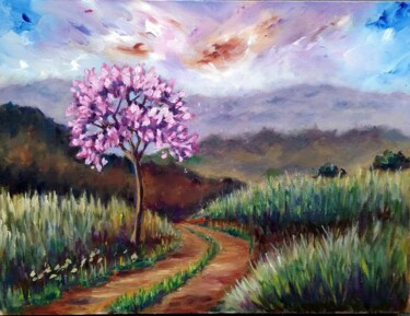 绘画 标题为“Ype rosa” 由Ernesto Duarte, 原创艺术品, 油 安装在木质担架架上