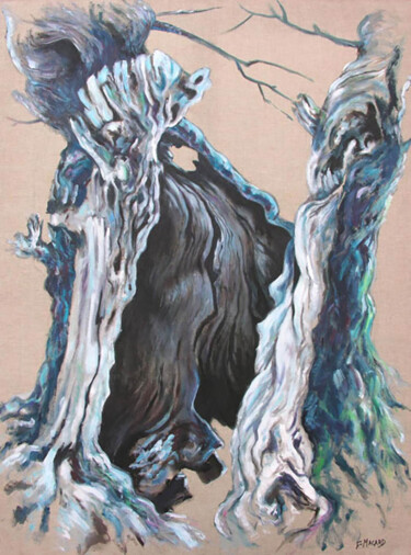 Painting titled "Olivier foudroyer" by Francis Macard, Original Artwork, Acrylic Mounted on Wood Stretcher frame