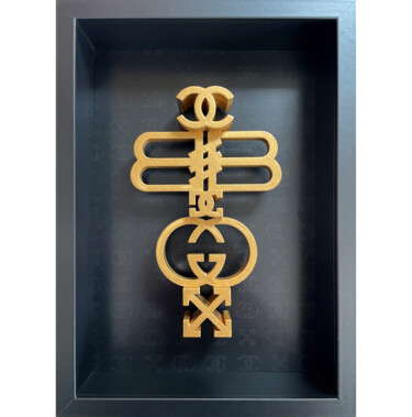 Escultura titulada "Totem Luxe" por Secam, Obra de arte original, Plástico Montado en Panel de madera