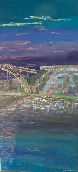 绘画 标题为“Pont Eiffel à Porto…” 由Jm Mariani, 原创艺术品, 油 安装在木质担架架上