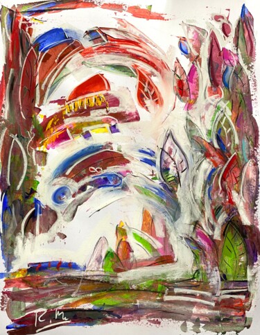 Feuilles dans une forêt et en plein vol Painting titled "Feuilles dans une f…" by Regine Blot, Original Artwork, Acrylic Mounted on Wood Panel