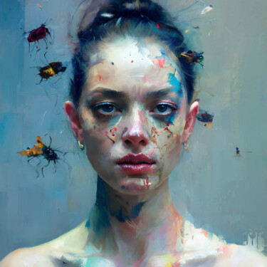 Digitale Kunst getiteld "Lady Blue" door Halil Koç, Origineel Kunstwerk, 2D Digital Work