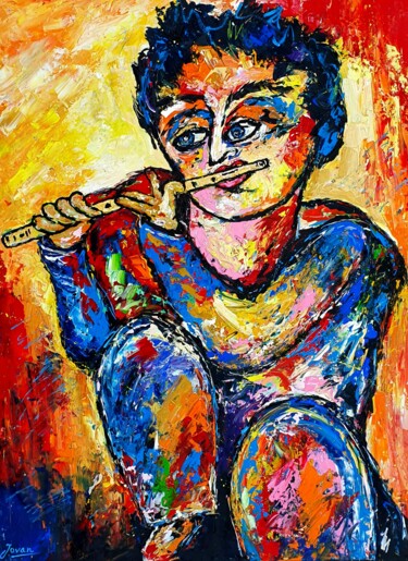 제목이 "Street flute player"인 미술작품 Jovanart로, 원작, 아크릴