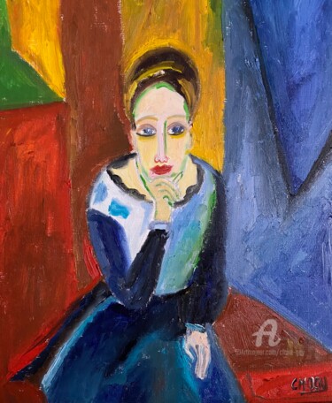 Peinture intitulée ""Lina"" par Claire Marie Gay, Œuvre d'art originale, Huile Monté sur Panneau de bois