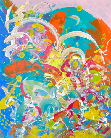 Painting titled "COME IN!" by Delphine Bernard, Original Artwork, Acrylic Mounted on Cardboard