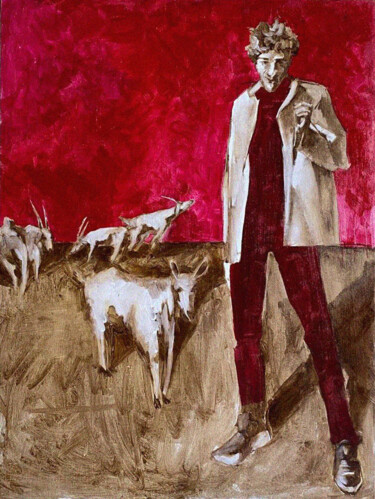 Painting titled "Scene 3" by Andrii Davydenko, Original Artwork, Oil Mounted on Wood Stretcher frame
