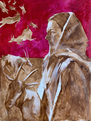Painting titled "Scene 16" by Andrii Davydenko, Original Artwork, Oil Mounted on Wood Stretcher frame