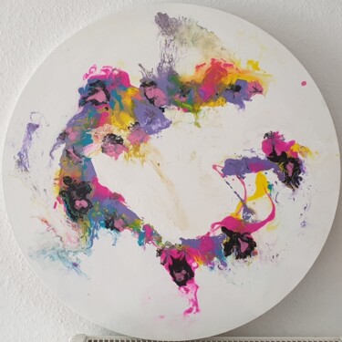 Painting titled "Abstract fluid roun…" by Iveta Zaharova (Kārkla), Original Artwork, Acrylic