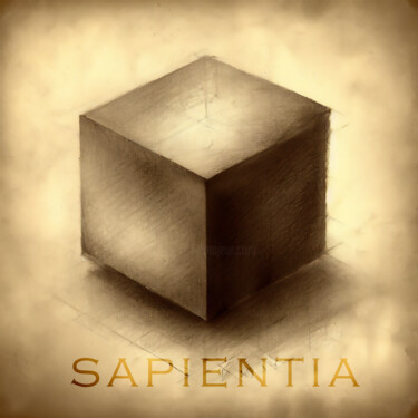 数字艺术 标题为“SAPIENTA” 由Josep Domènech, 原创艺术品, AI生成的图像 安装在纸板上