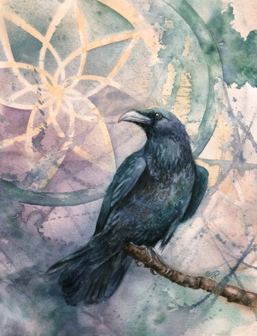 绘画 标题为“Crow 1 The world of…” 由Lolita Ros, 原创艺术品, 水彩