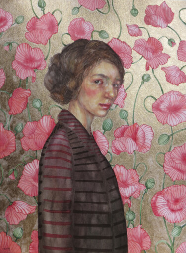 Peinture intitulée "Poppy" par Dunja Jung, Œuvre d'art originale, Aquarelle