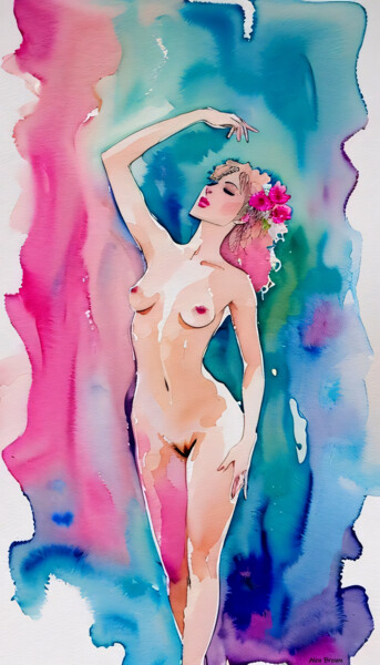 Ethereal Dancers in Watercolor 7 Digital Arts titled "Ethereal Dancers in…" by Alen Brown, Original Artwork, Digital Painting
