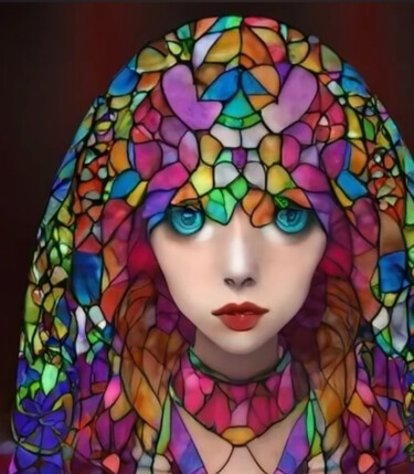 Girl Abstract Multicolor Vibrant Fractal Art Цифровое искусство под названием "Girl Abstract Multi…" - Shar'S Art, Подлинное произведение искусства, Изображение, сгенери…
