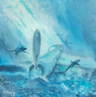 Painting titled "Terra Incognita" by Maud Obraztsov, Original Artwork, Watercolor Mounted on Wood Stretcher frame
