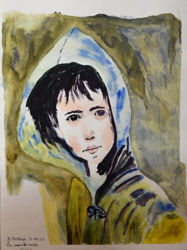 绘画 标题为“La Capuche Verte” 由Bernard Pothier, 原创艺术品, 水彩