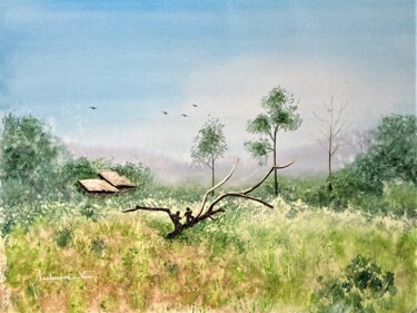 Painting titled "Le courage de l'enf…" by Art.Svan, Original Artwork, Watercolor