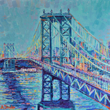 Painting titled "Manhattan Bridge or…" by Adriana Dziuba, Original Artwork, Acrylic