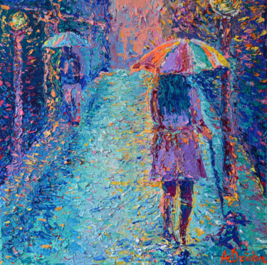 绘画 标题为“Girl with Rainbow U…” 由Adriana Dziuba, 原创艺术品, 丙烯