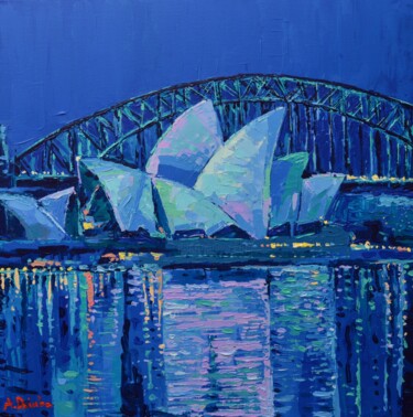Sydney Opera House at Night 绘画 标题为“Sydney Opera House…” 由Adriana Dziuba, 原创艺术品, 丙烯