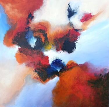 Peinture intitulée "BRUME ROUGE" par Christiane Hess (CHRYSTAL), Œuvre d'art originale, Acrylique
