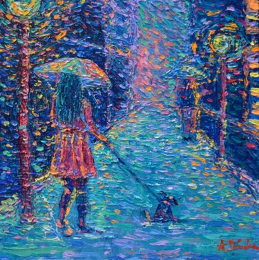 绘画 标题为“Girl with Rainbow U…” 由Adriana Dziuba, 原创艺术品, 丙烯