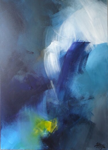 Peinture intitulée ""Lueur n2"" par Emmanuelle Moch, Œuvre d'art originale, Acrylique Monté sur Châssis en bois