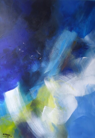 Peinture intitulée ""Lueur n3"" par Emmanuelle Moch, Œuvre d'art originale, Acrylique Monté sur Châssis en bois