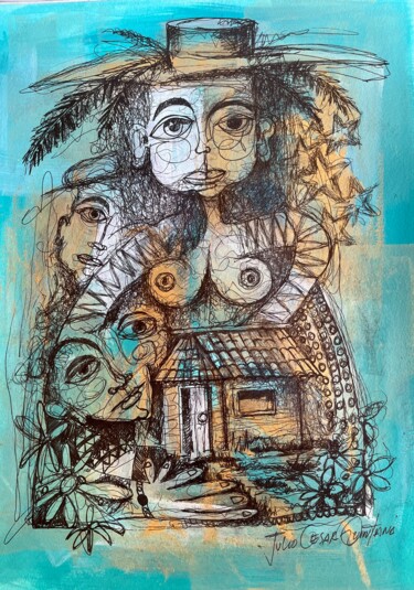 Guardiana de Amor Painting titled "Guardiana de Amor" by Julio Cesar Quintana Borroto, Original Artwork, Ink