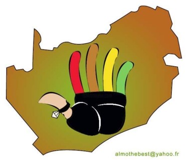 Dessin intitulée "L'apartheid" par Almo The Best, Œuvre d'art originale