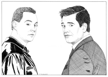 Dessin intitulée "Michael Weatherly e…" par Pascal Tavarner, Œuvre d'art originale, Encre