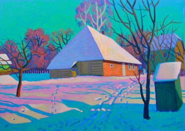 绘画 标题为“Winter landscape wi…” 由Mykola Kozlovskyi, 原创艺术品, 丙烯