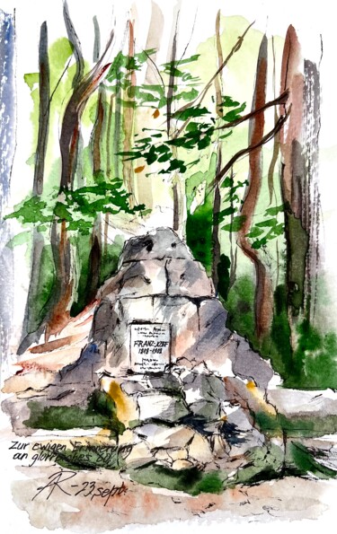 The Monument to Franz-Josef 绘画 标题为“The Monument to Fra…” 由Ira Popovych, 原创艺术品, 水彩