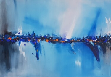 Blue Flowers Original Abstract Art Landscape Modern Art Painting titled "Blue Flowers Origin…" by Iveta Zaharova (Kārkla), Original Artwork, Acrylic