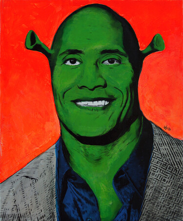 SHREK YOUR HEAD, JOHNSON ! Painting titled "SHREK YOUR HEAD, JO…" by Andy Wario, Original Artwork, Acrylic