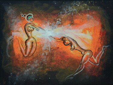 Peinture intitulée "Danse cosmique" par Ludovic Lan, Œuvre d'art originale, Acrylique