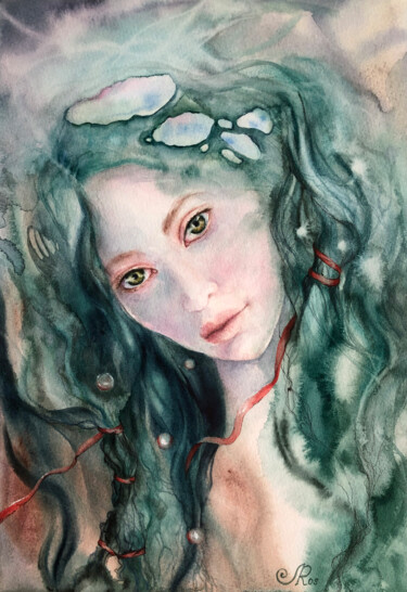Woman Mermaid Painting Femme 绘画 标题为“Woman Mermaid Paint…” 由Lolita Ros, 原创艺术品, 水彩
