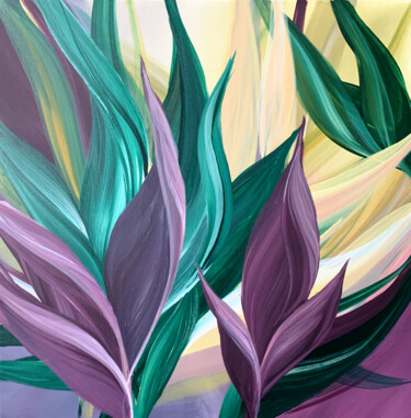 Colorful Leaves. Exotic jungles. Botanical. Painting titled "Colorful Leaves. Ex…" by Tatiana Malinovscaia, Original Artwork, Acrylic