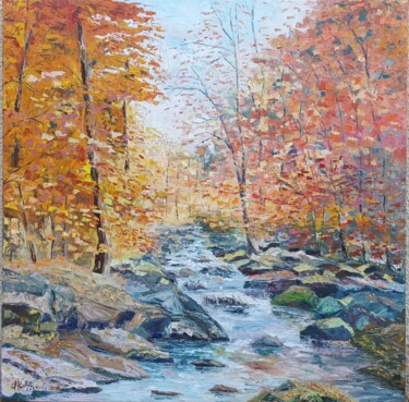 Peinture intitulée "Couleurs automnale" par Claude Rollet, Œuvre d'art originale, Huile Monté sur Châssis en bois