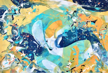 Painting titled "GENESIS IO -2-" by Delphine Bernard, Original Artwork, Acrylic Mounted on Wood Stretcher frame