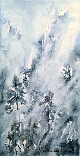 Painting titled "Vague à l'âme, mélè…" by Catherine Saint Fontaine, Original Artwork, Watercolor