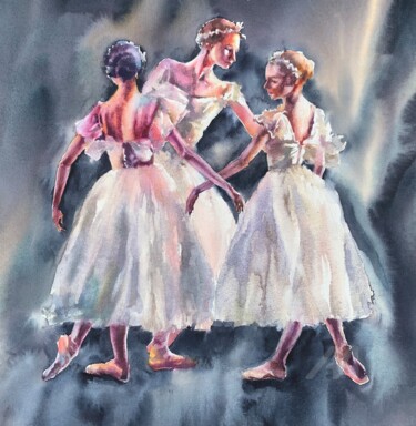 绘画 标题为“Three Graces, water…” 由Oxana Luky, 原创艺术品, 水彩