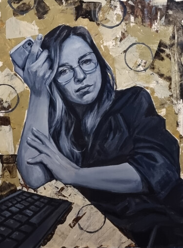 绘画 标题为“Self portrait at th…” 由Artmoods Tp, 原创艺术品, 丙烯
