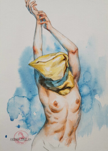 Painting titled "Black Friday" by Hongtao Huang, Original Artwork, Watercolor