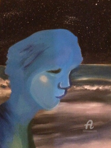Schilderij getiteld "Blue" door Steve Phillips, Origineel Kunstwerk, Olie