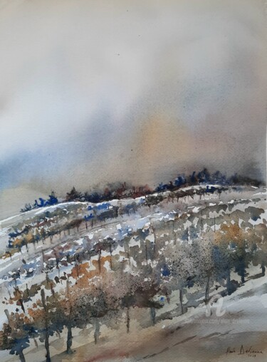 Peinture intitulée "LA VIGNE" par Alain Devienne, Œuvre d'art originale, Aquarelle