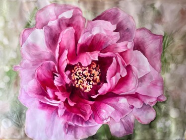 Pink Peony watercolor painting Flowers painting Floral art Painting titled "Pink Peony watercol…" by Natalia Yangalycheva, Original Artwork, Watercolor